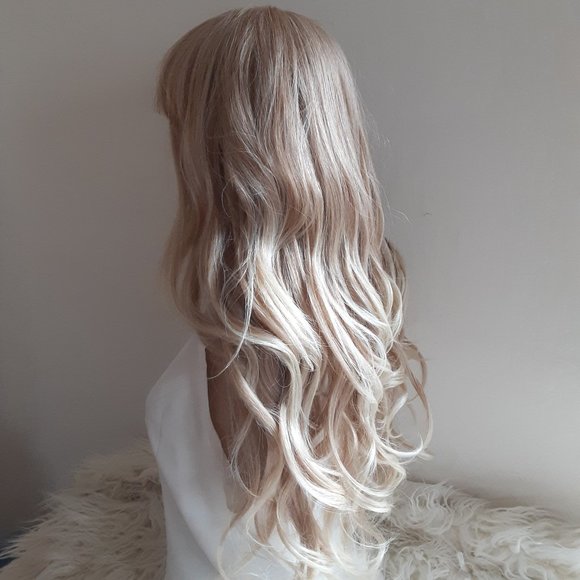 Honey blonde wig  with bangs lace front wig main image 6